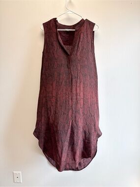 Acrobat 100% Silk Washable Red Black Snake Print Midi Dress Small